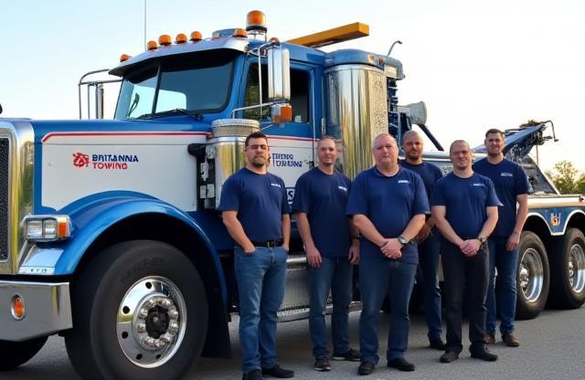 Team of Britannia Towing crew by recovery truck