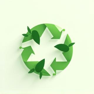 Green business badge and recycling symbol